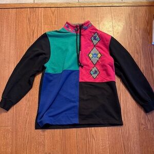 Alfred Dunner Petite Colorblock Vintage Quarter Zip Sweatshirt -Small Petite